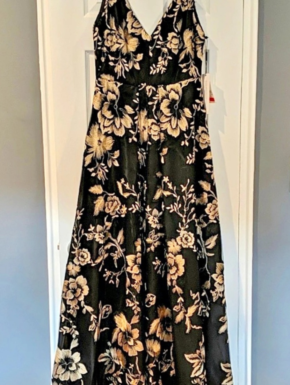 Calvin  Klein Floral Embellished Spaghetti Strap Gown Maxi Dress, prom dress,wed